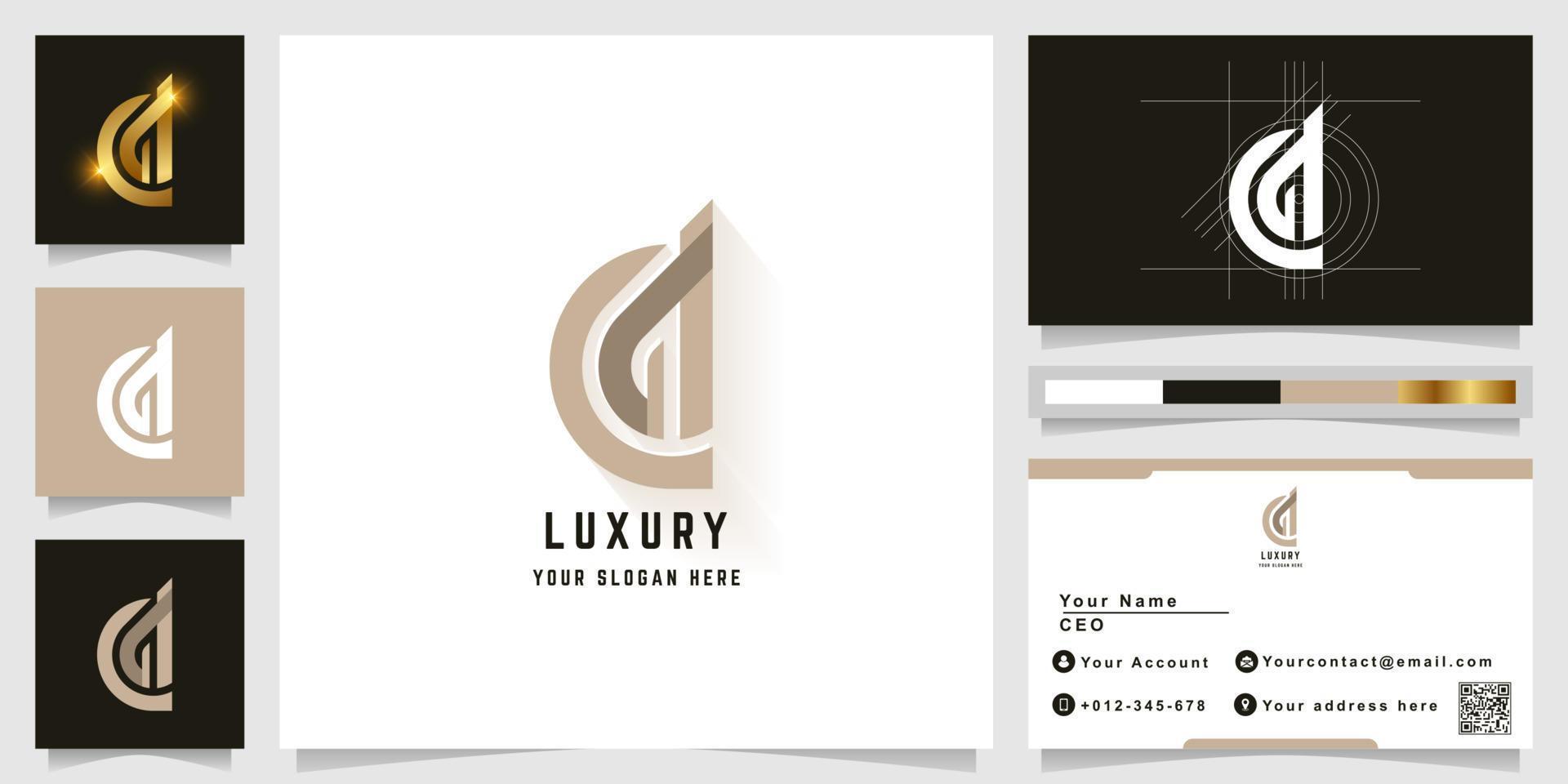 Letter d or Cd monogram logo with business card design vector