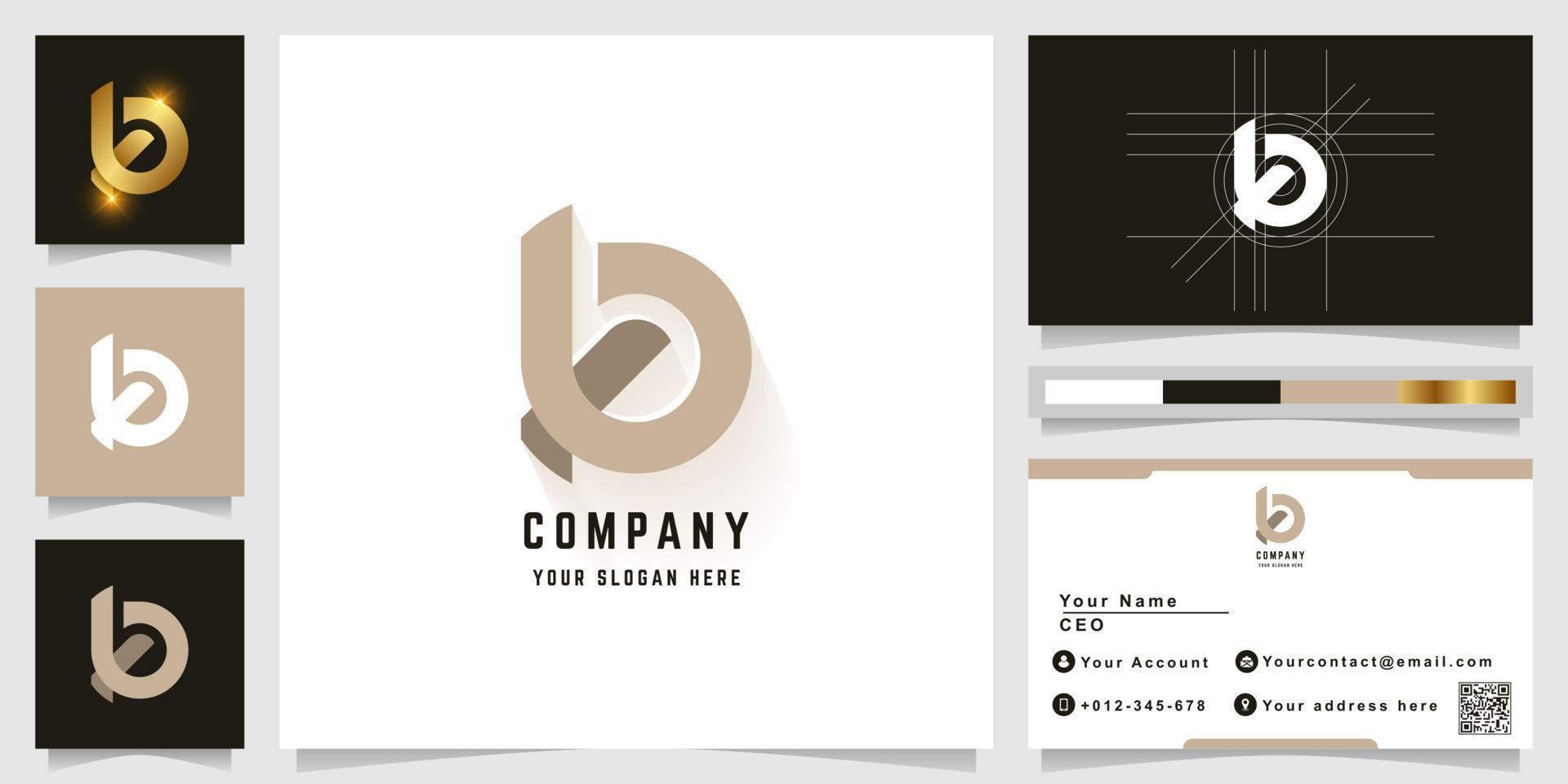 Letter b or ko monogram logo with business card design vector