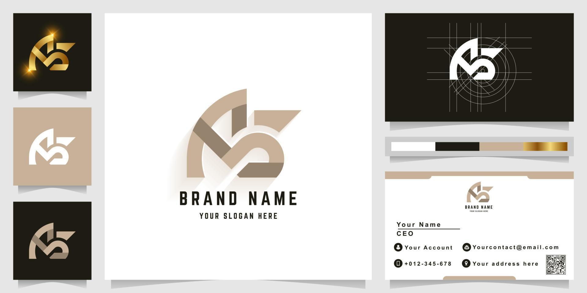 Letter AS or FS monogram logo with business card design vector