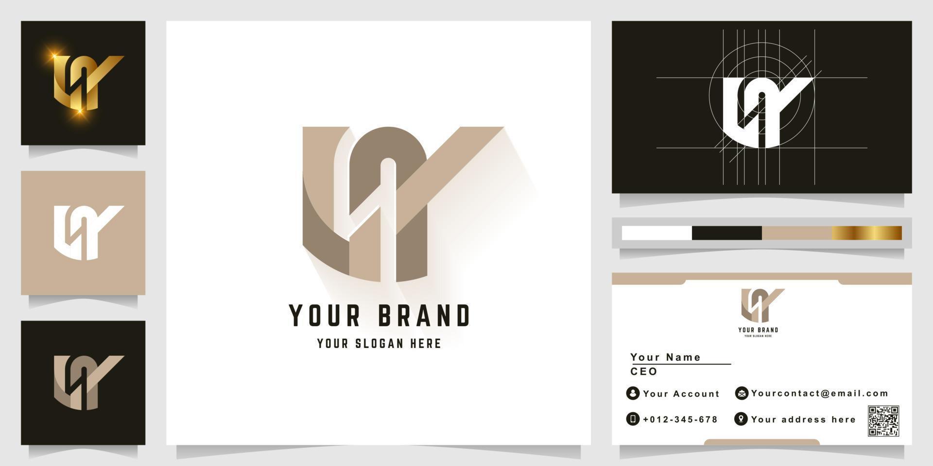 Letter LY or NY monogram logo with business card design vector