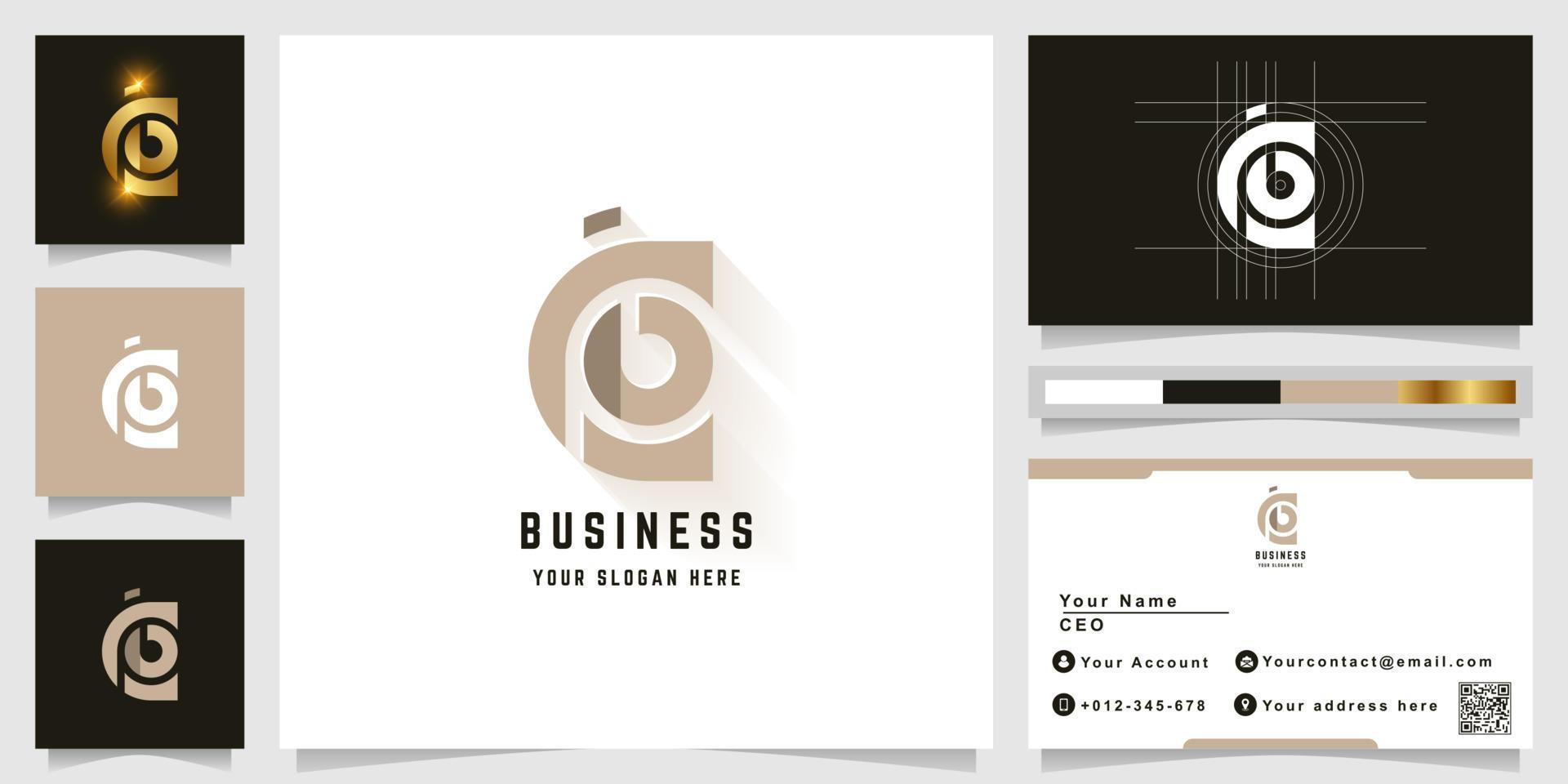 Letter Cb or Co monogram logo with business card design vector