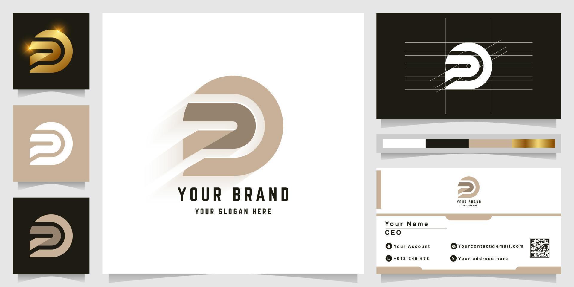 Letter D or PD monogram logo with business card design vector