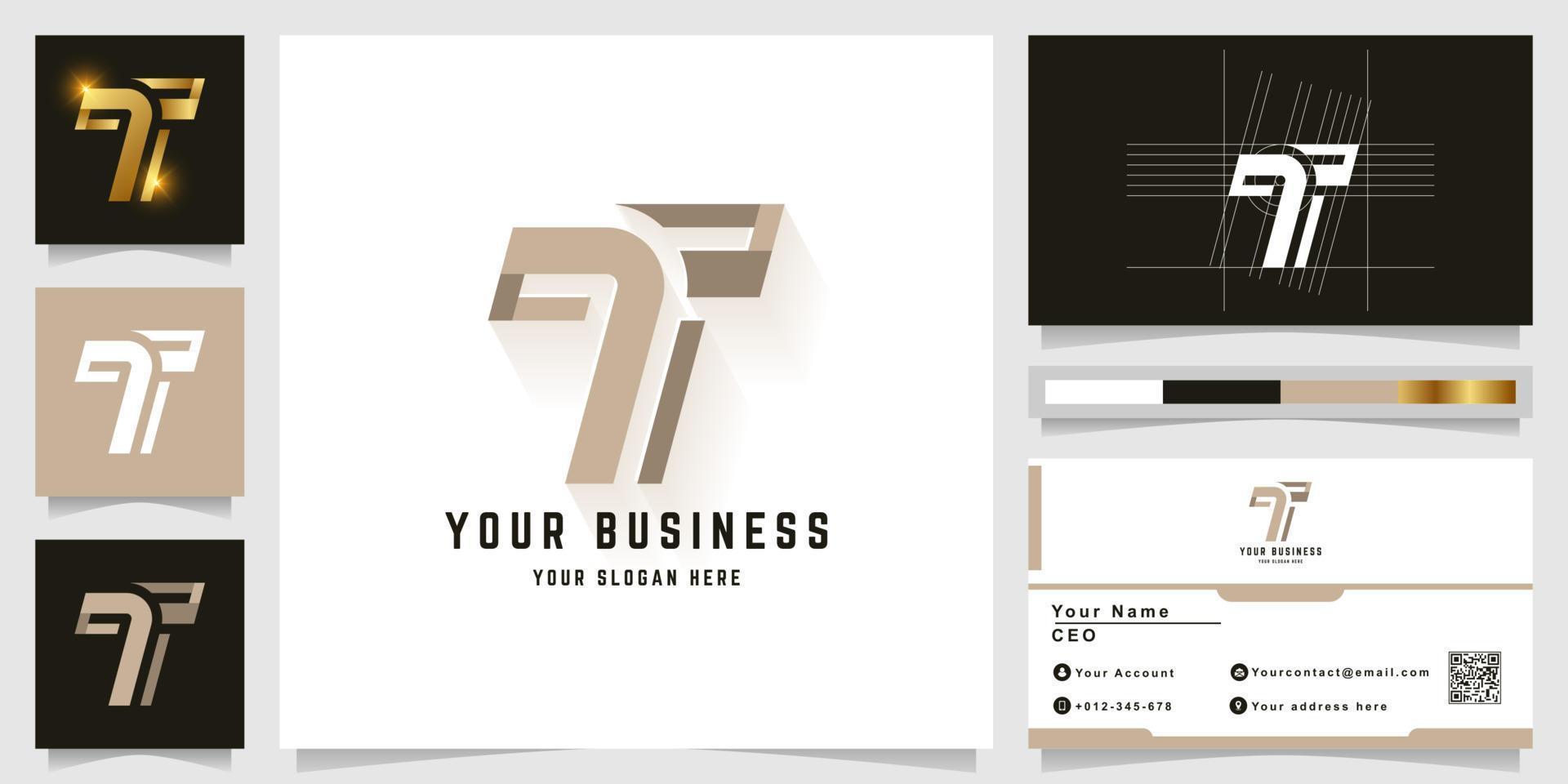 Letter T or TT monogram logo with business card design vector