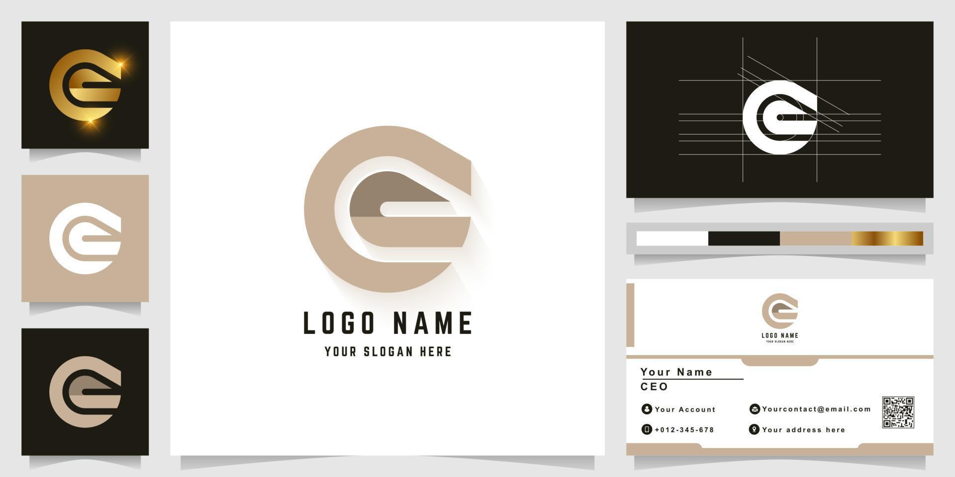 Letter C or G monogram logo with business card design vector