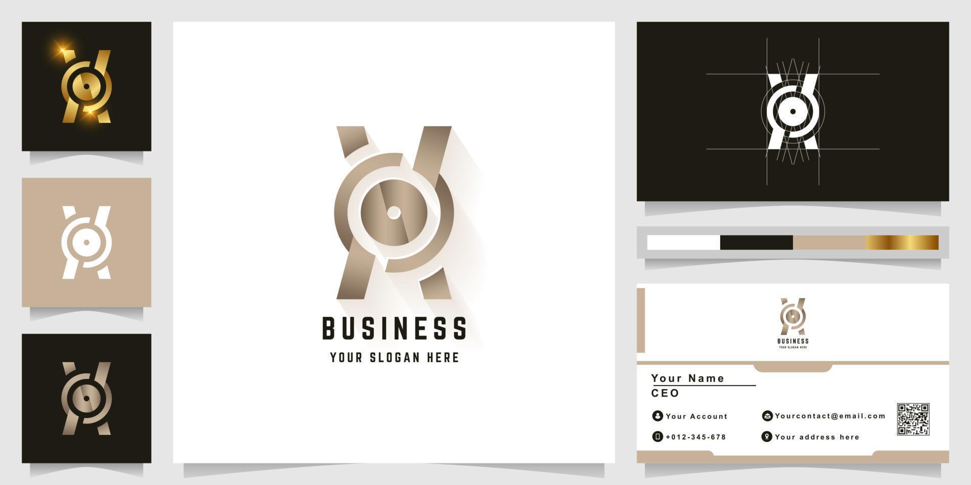 Letter X or XO monogram logo with business card design vector