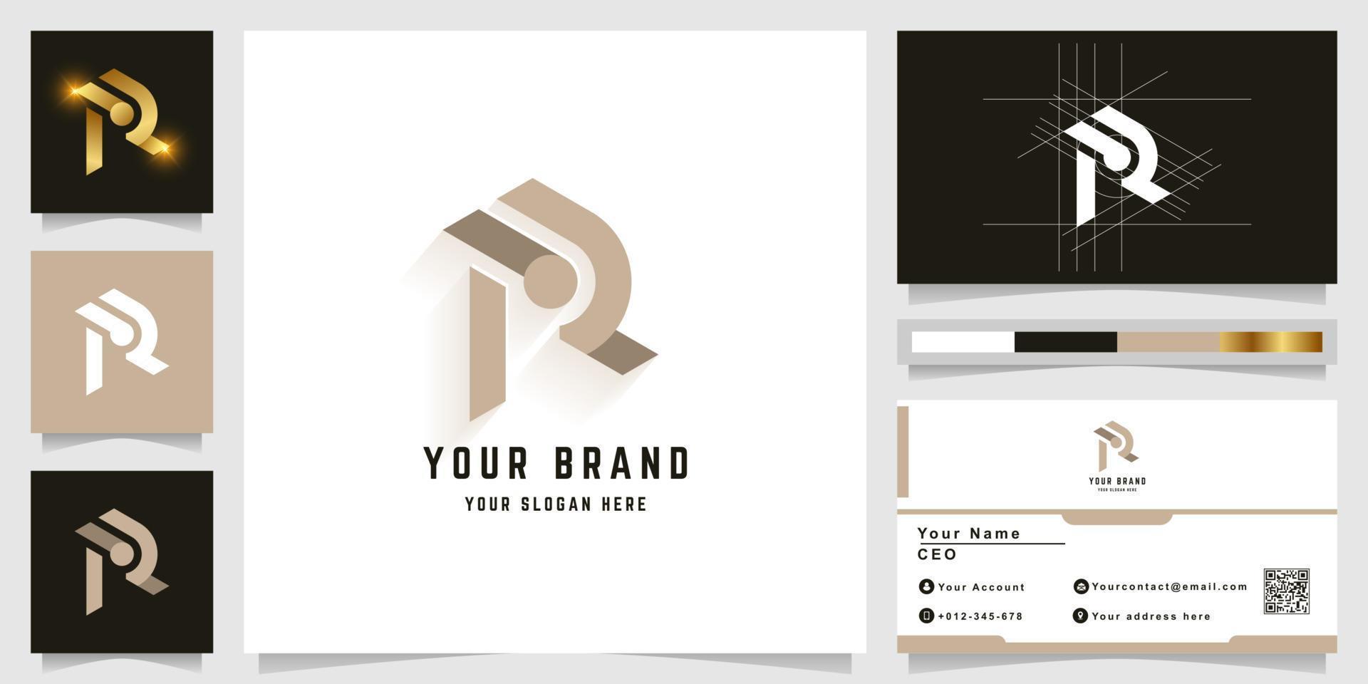 Letter R or RZ monogram logo with business card design vector