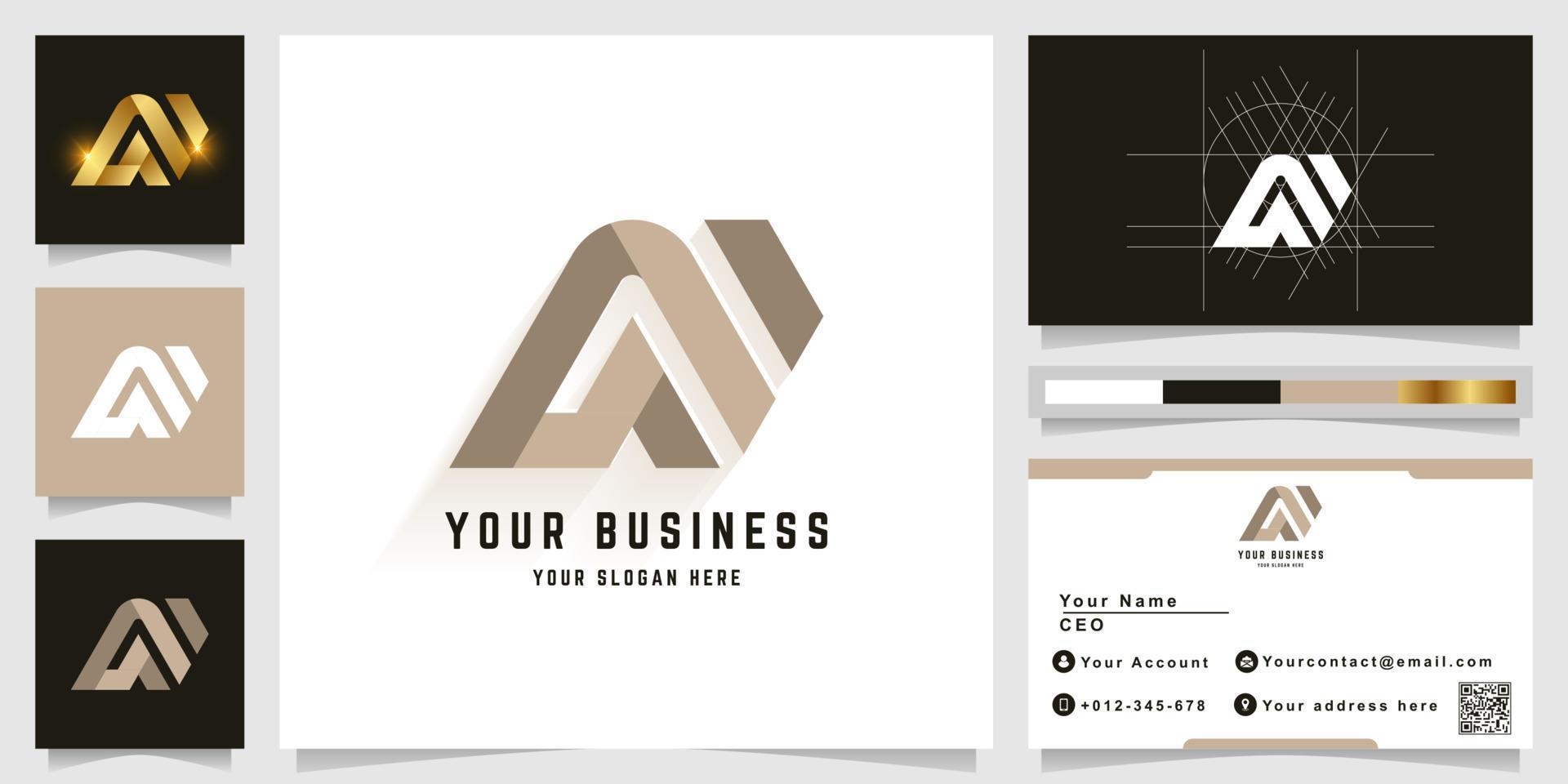 Letter AM or AN monogram logo with business card design vector