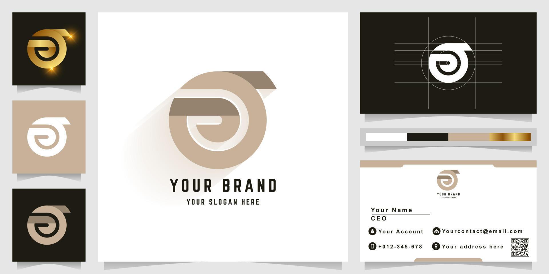 Letter a or aT monogram logo with business card design vector