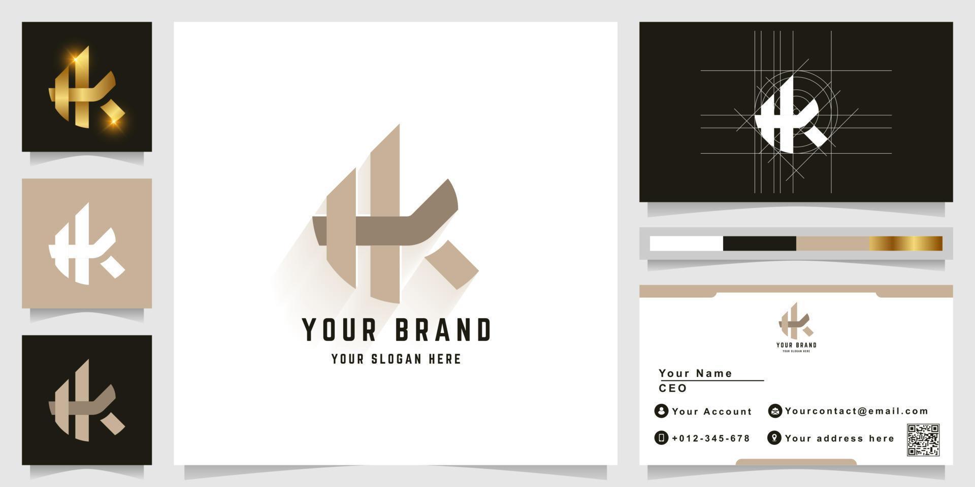Letter Hk or HA monogram logo with business card design vector