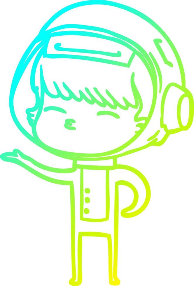 cold gradient line drawing cartoon curious astronaut vector