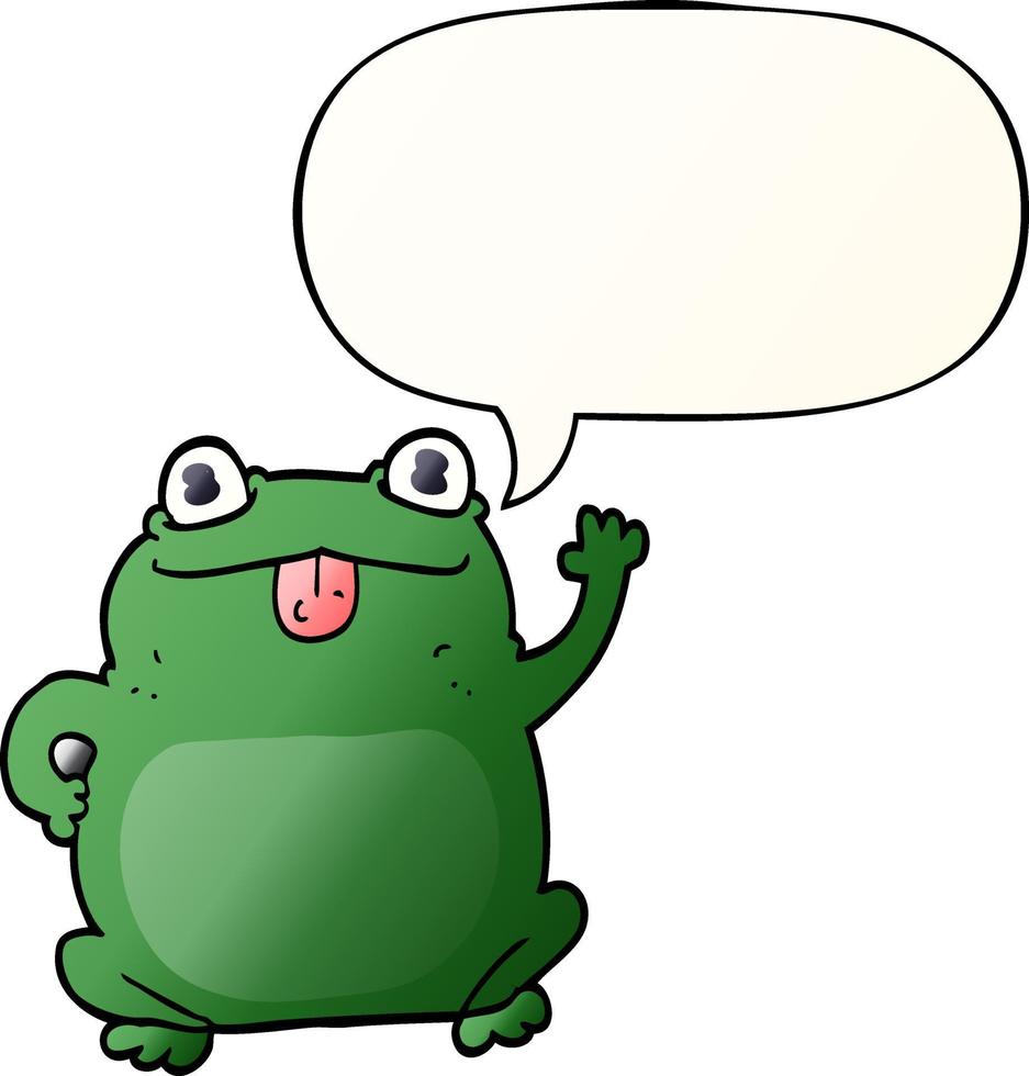 cartoon frog and speech bubble in smooth gradient style vector