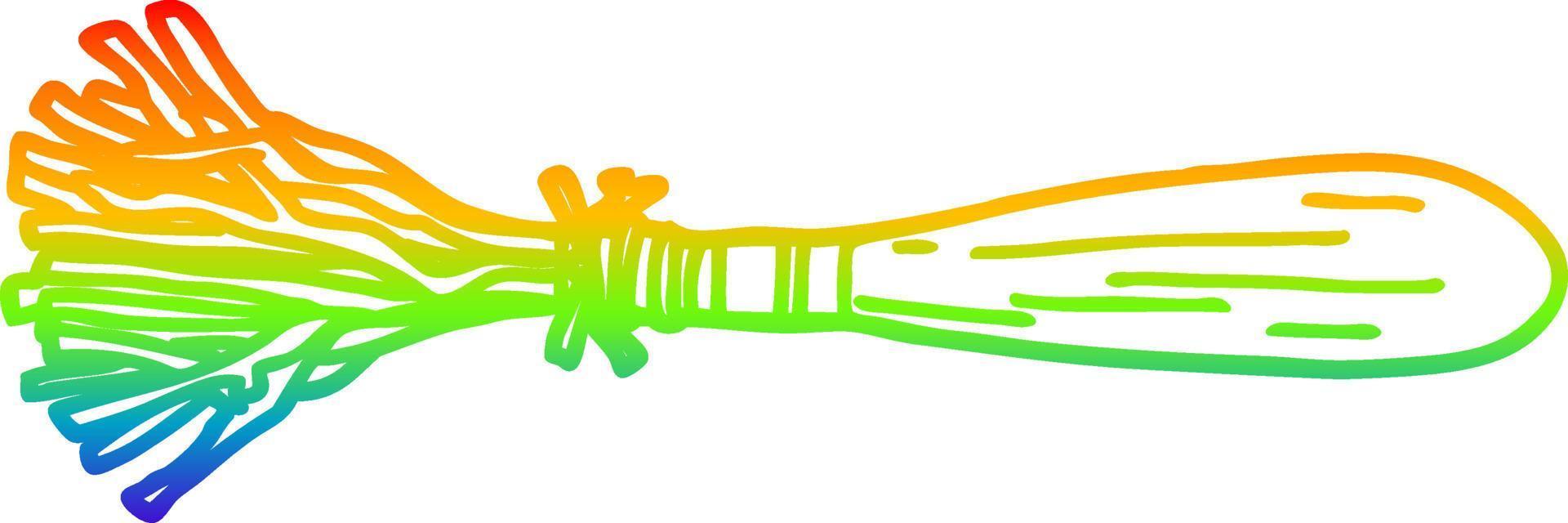 rainbow gradient line drawing cartoon magic broom vector