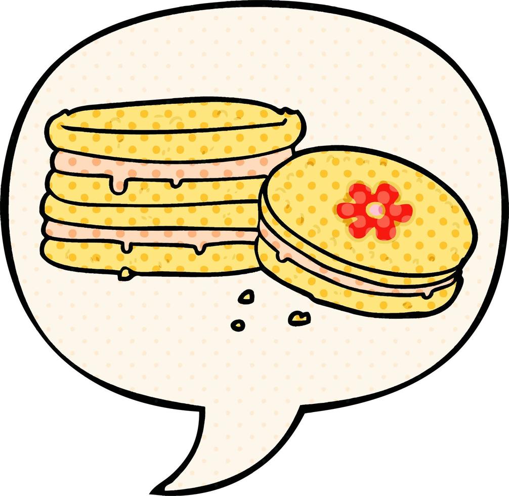 cartoon biscuit and speech bubble in comic book style vector