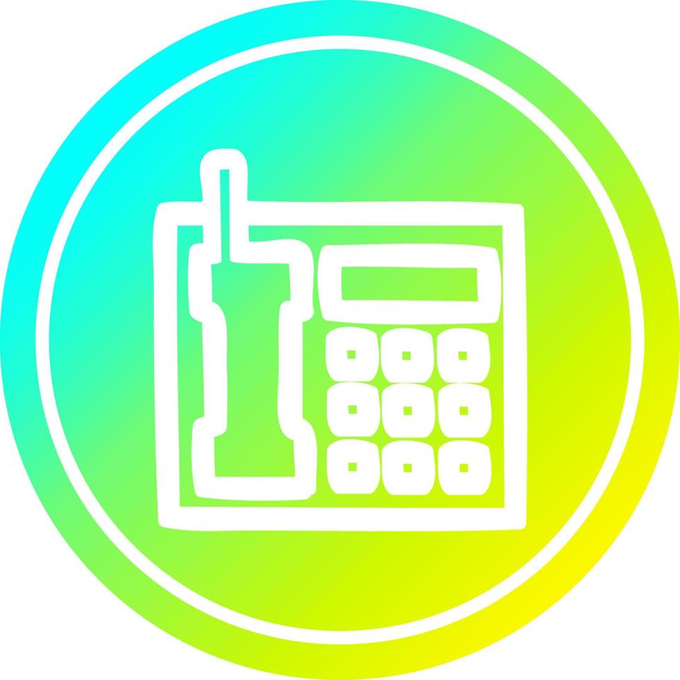 teléfono de oficina circular en espectro de gradiente frío vector