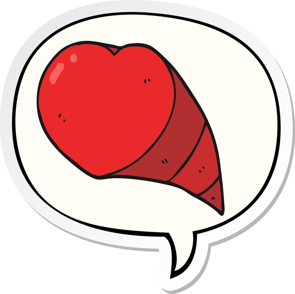 cartoon love heart symbol and speech bubble sticker vector