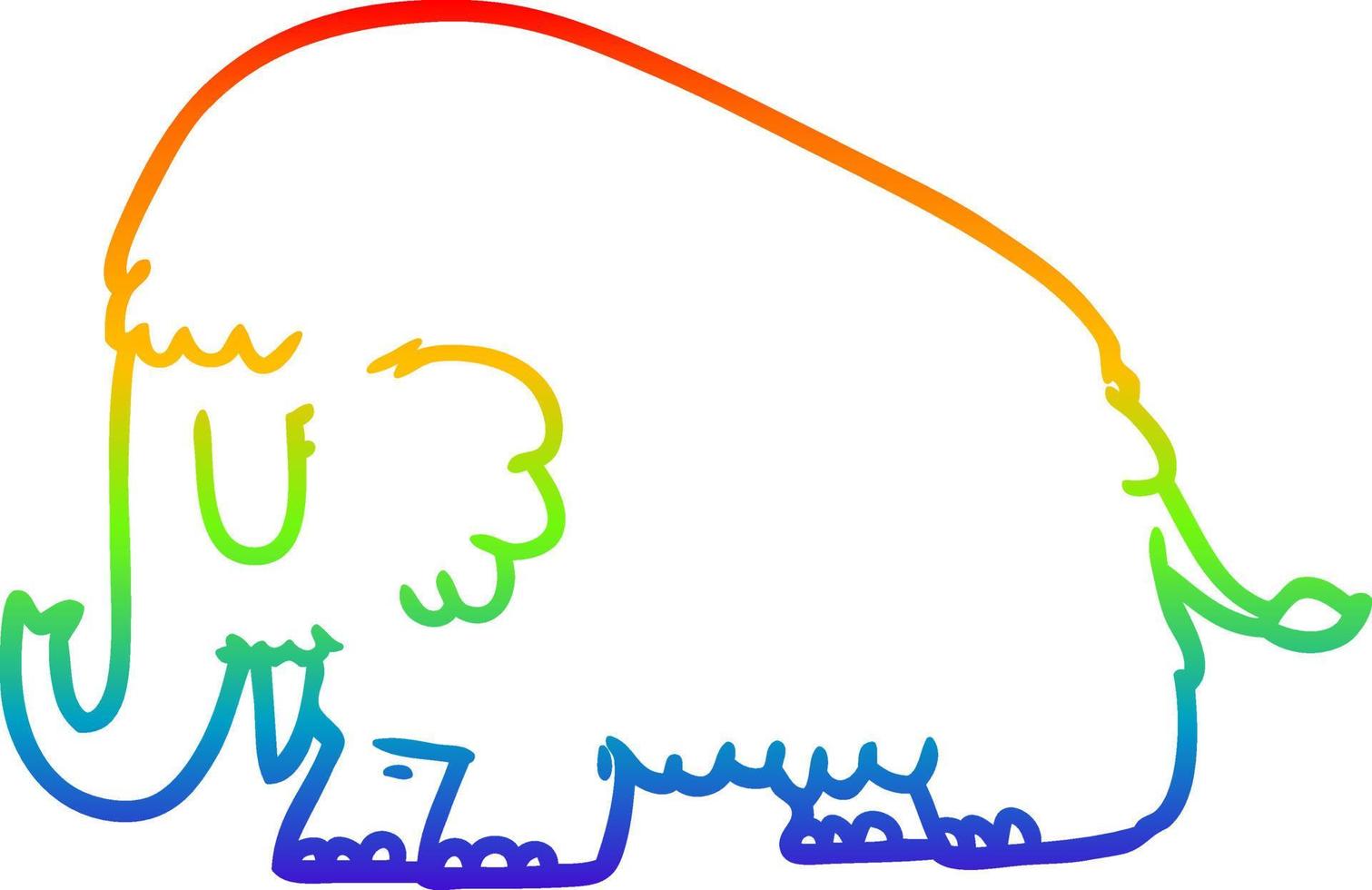 rainbow gradient line drawing cartoon mammoth vector