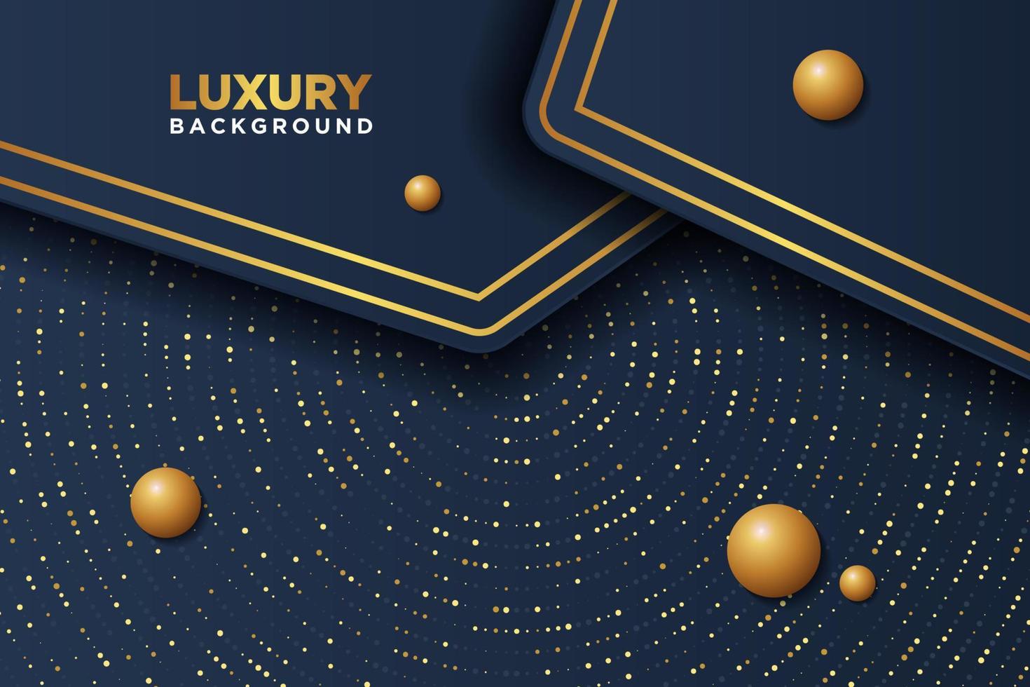 Luxury black background with a combination glowing golden dots with 3D style. Abstract black papercut textured background with shining golden halftone pattern. vector