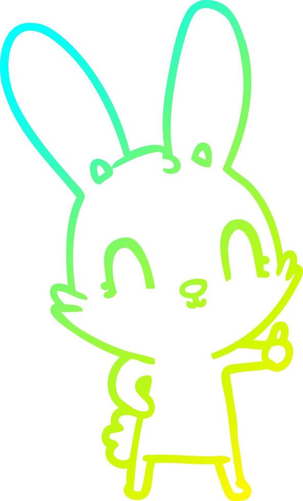 cold gradient line drawing cute cartoon rabbit vector