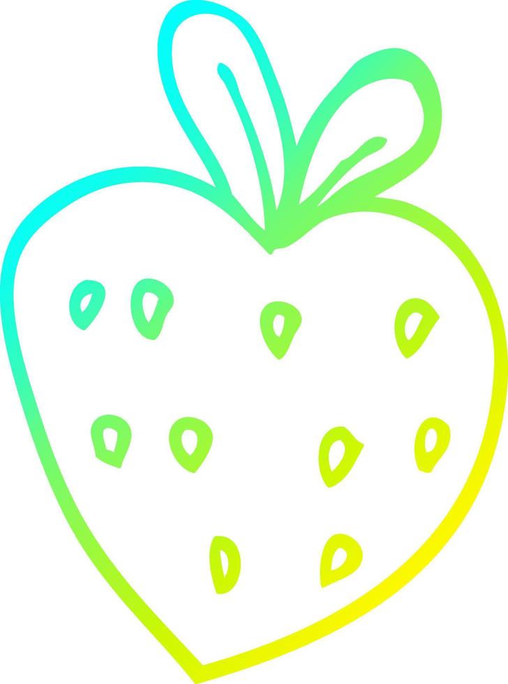 cold gradient line drawing cartoon strawberry fr vector