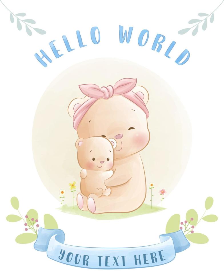 Cute mom and baby bear, Baby Milestone Cards Cute Animals vector