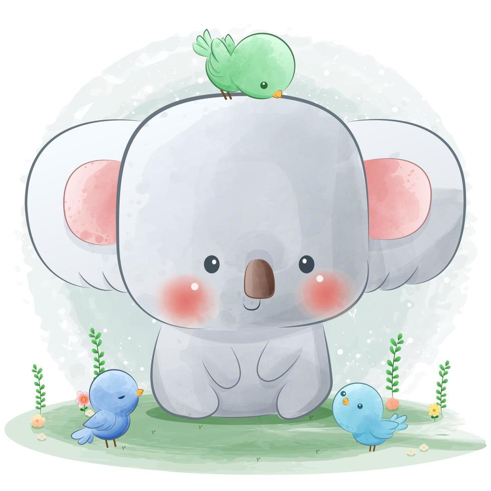 Cute koala illustration watercolor style vector