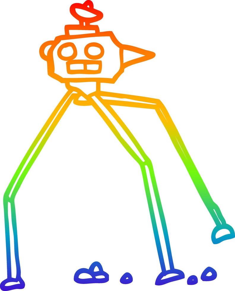 rainbow gradient line drawing cartoon space rocket vector