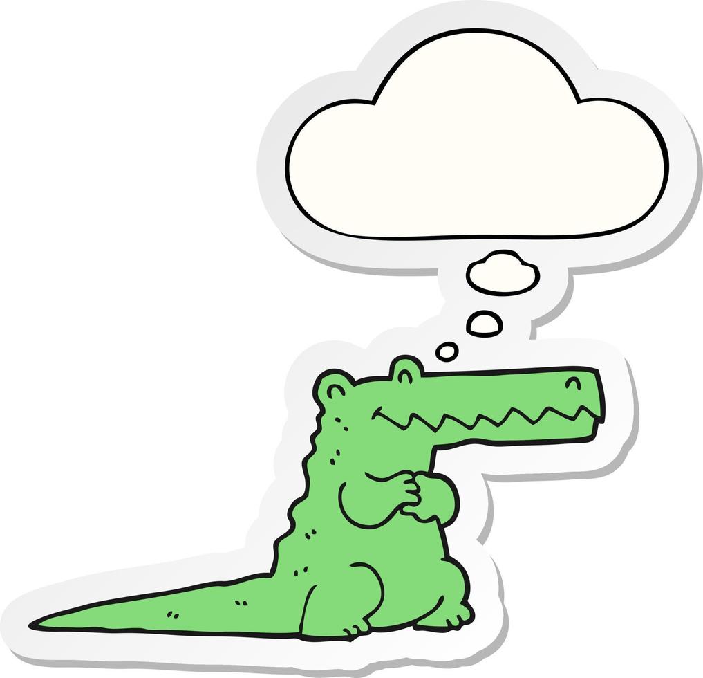 cartoon crocodile and thought bubble as a printed sticker vector