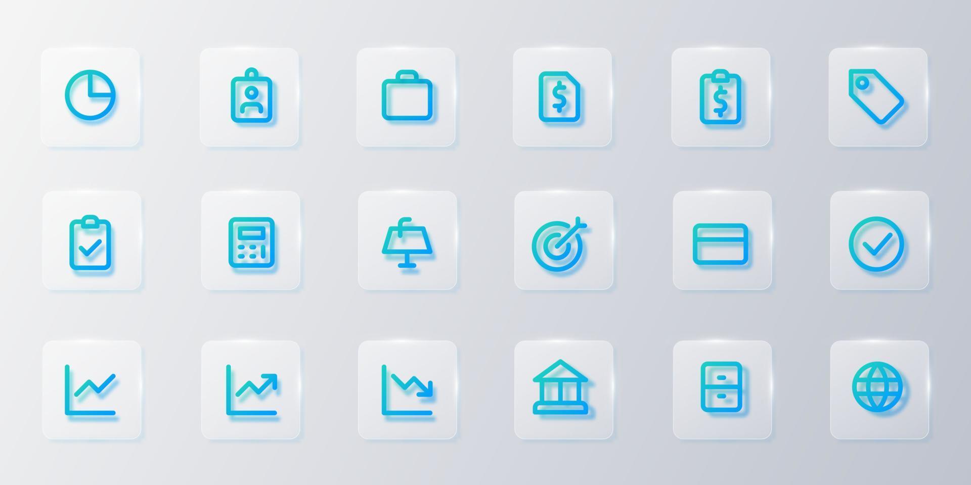 Blue Gradient Business Icon set vector