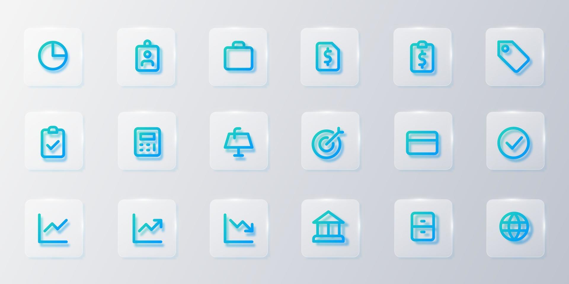 conjunto de iconos de negocios degradado azul vector