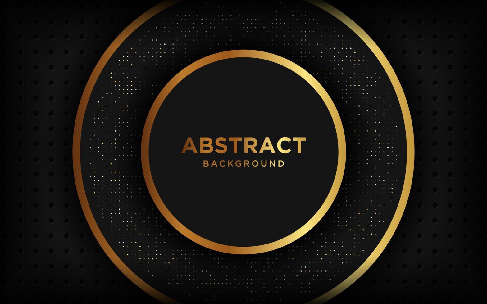 Abstract black background with a combination glowing golden dots with 3D style. Abstract black papercut textured background with shining golden halftone pattern. vector