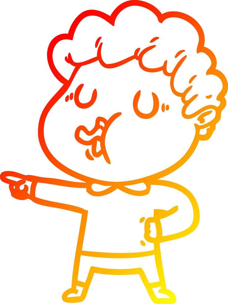warm gradient line drawing cartoon man singing vector