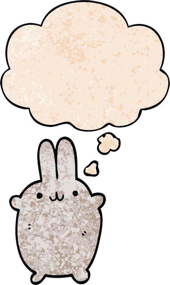 cartoon rabbit and thought bubble in grunge texture pattern style vector