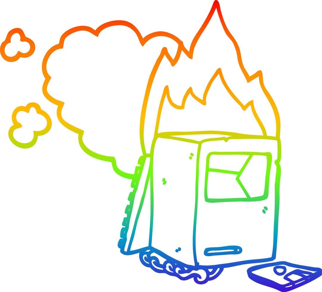 rainbow gradient line drawing cartoon broken computer vector