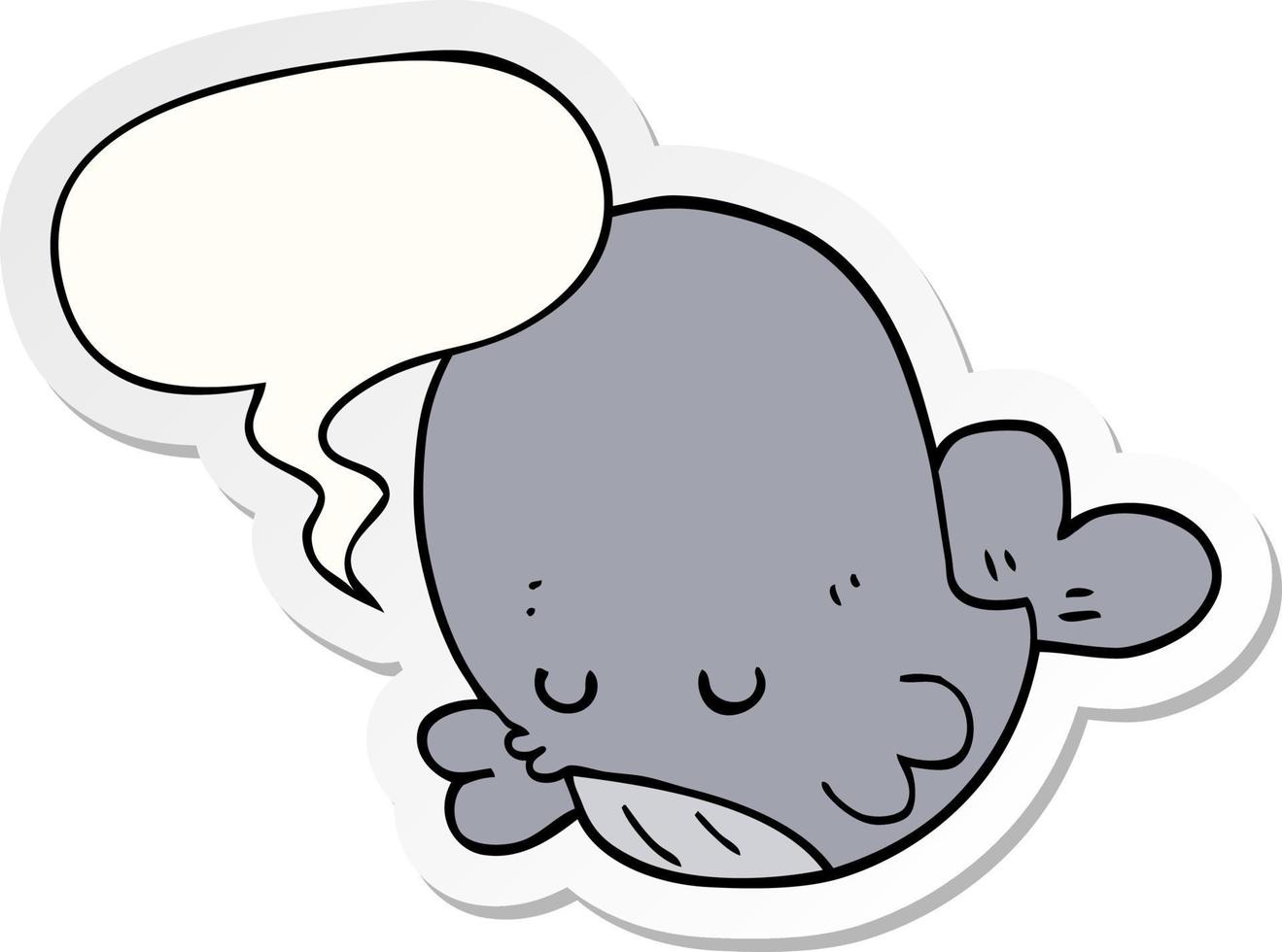 cartoon whale and speech bubble sticker vector