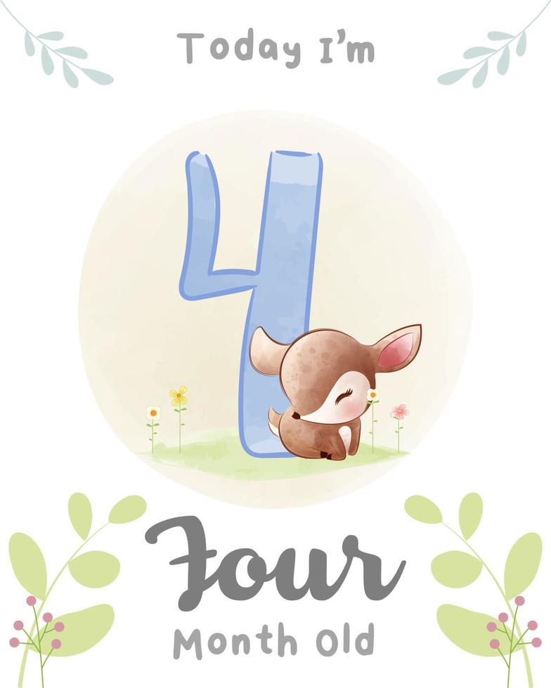 Cute baby Deer Baby Milestone Cards Cute Animals vector