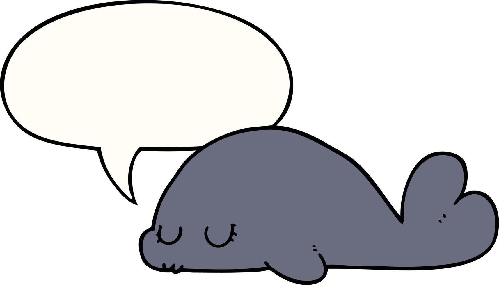 cute cartoon seal and speech bubble vector