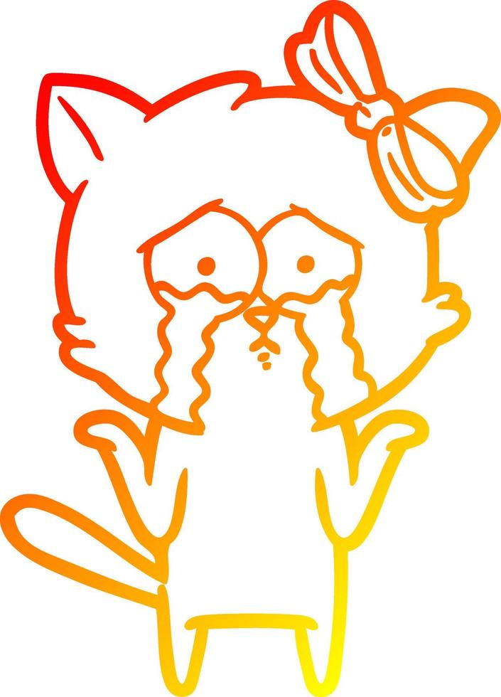 warm gradient line drawing cartoon cat vector