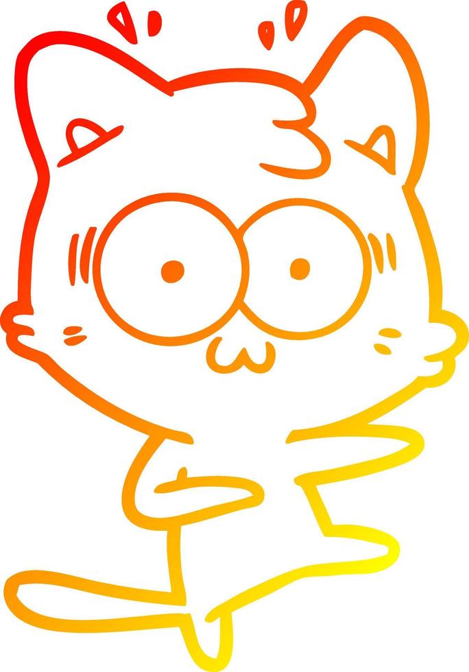 warm gradient line drawing cartoon surprised cat vector