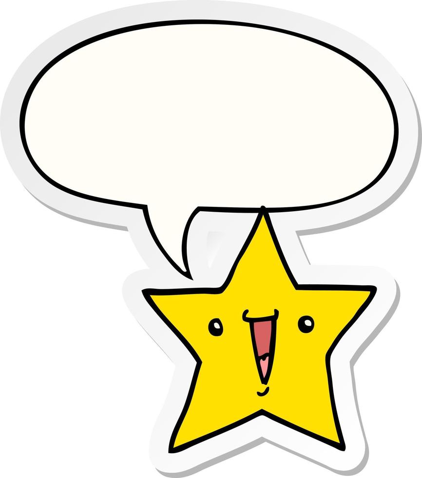 cartoon star and speech bubble sticker vector