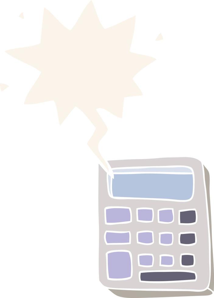 cartoon calculator and speech bubble in retro style vector