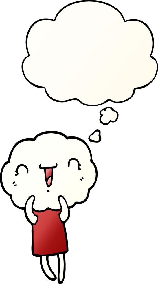 cute cartoon cloud head creature and thought bubble in smooth gradient style vector