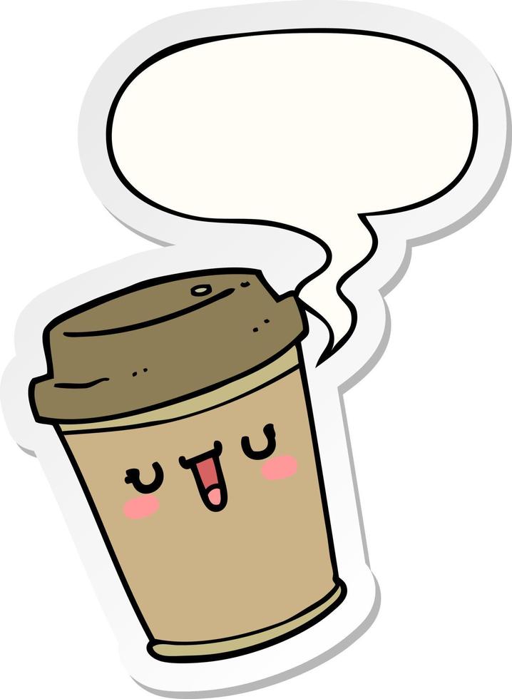 cartoon take out coffee and speech bubble sticker vector