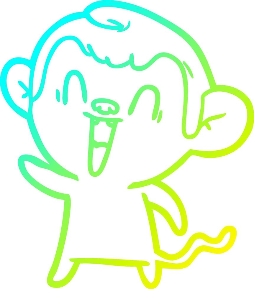 cold gradient line drawing cartoon laughing monkey vector
