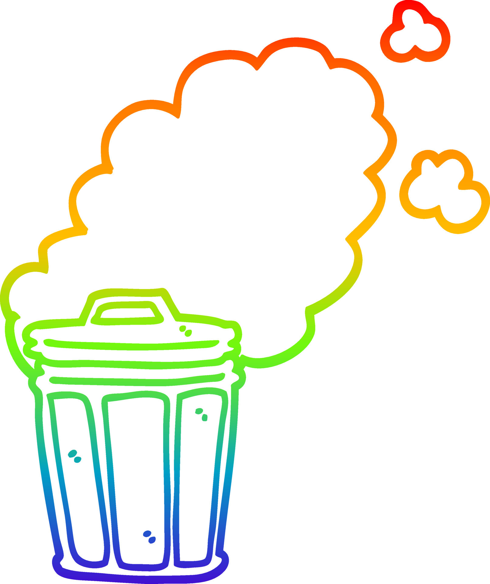 rainbow gradient line drawing cartoon stinky garbage can 10008497 Vector Art at Vecteezy