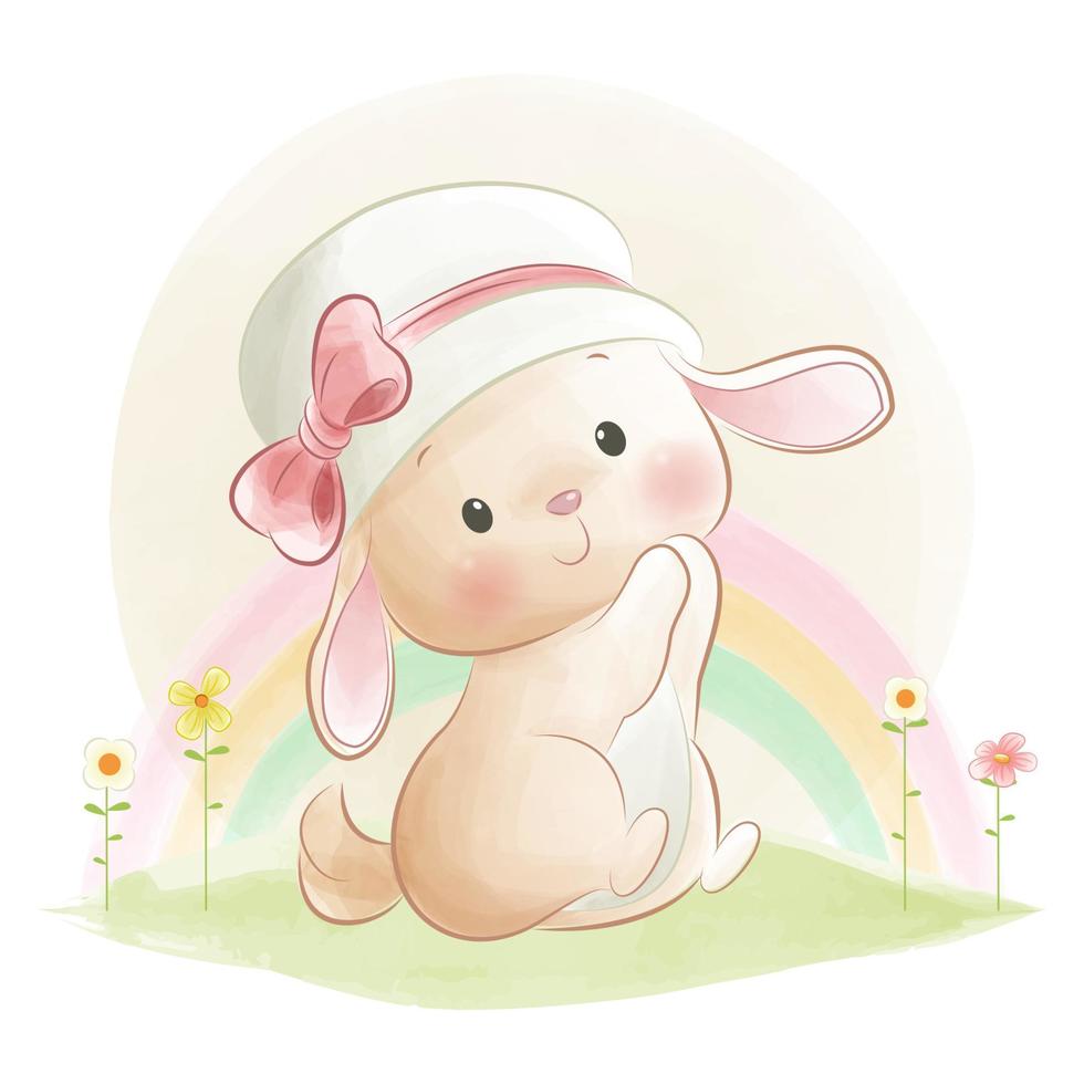 Cute bunny earing hat vector