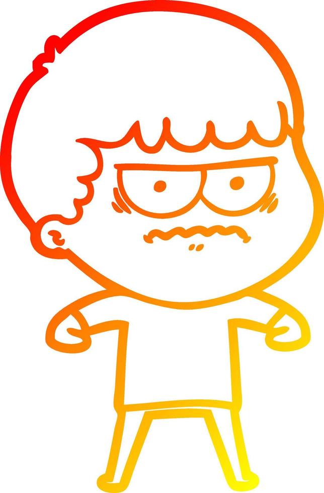 warm gradient line drawing cartoon annoyed man vector