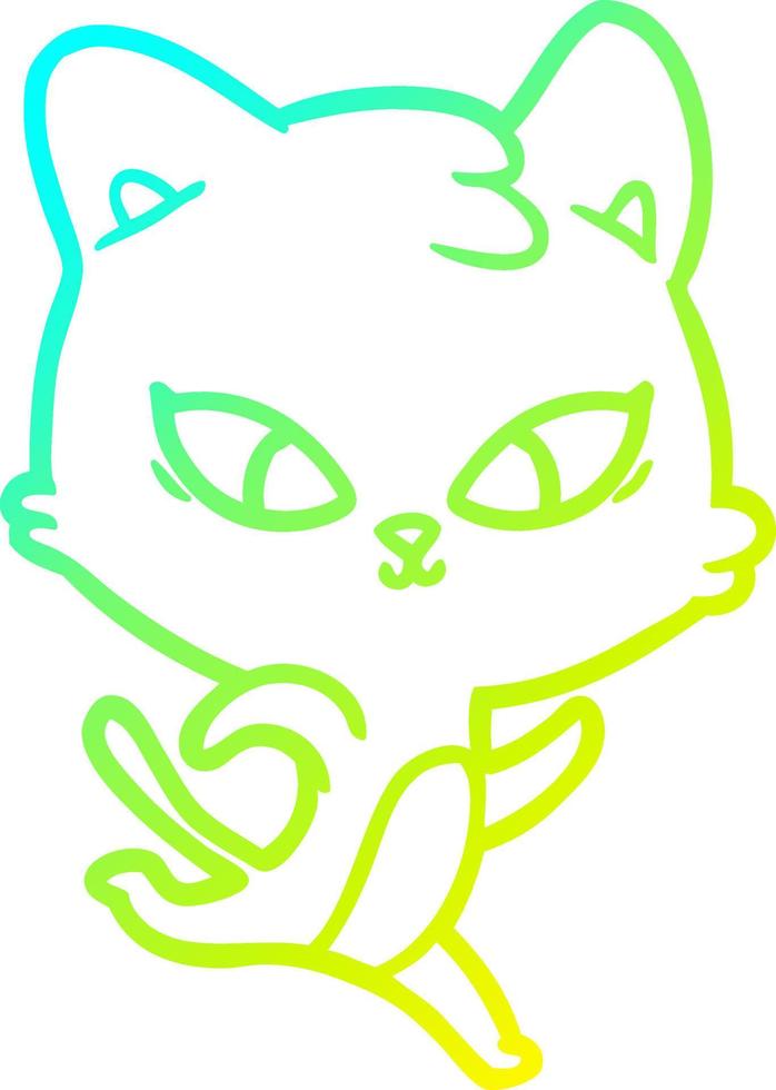 cold gradient line drawing cute cartoon cat vector