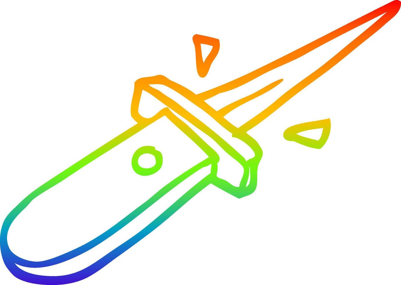 rainbow gradient line drawing cartoon flick knife snapping open vector
