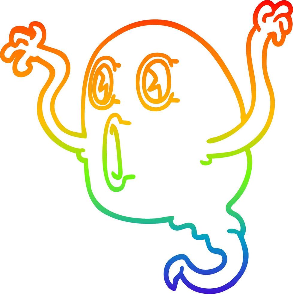 rainbow gradient line drawing spooky cartoon ghost vector