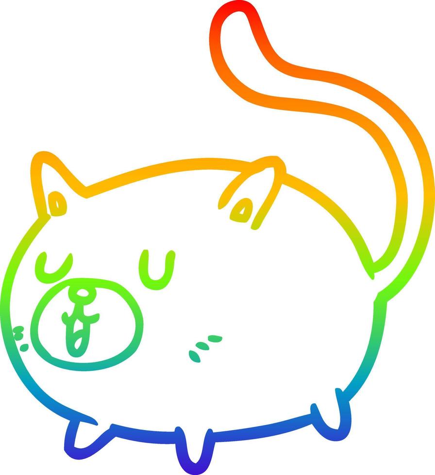 rainbow gradient line drawing happy cat vector